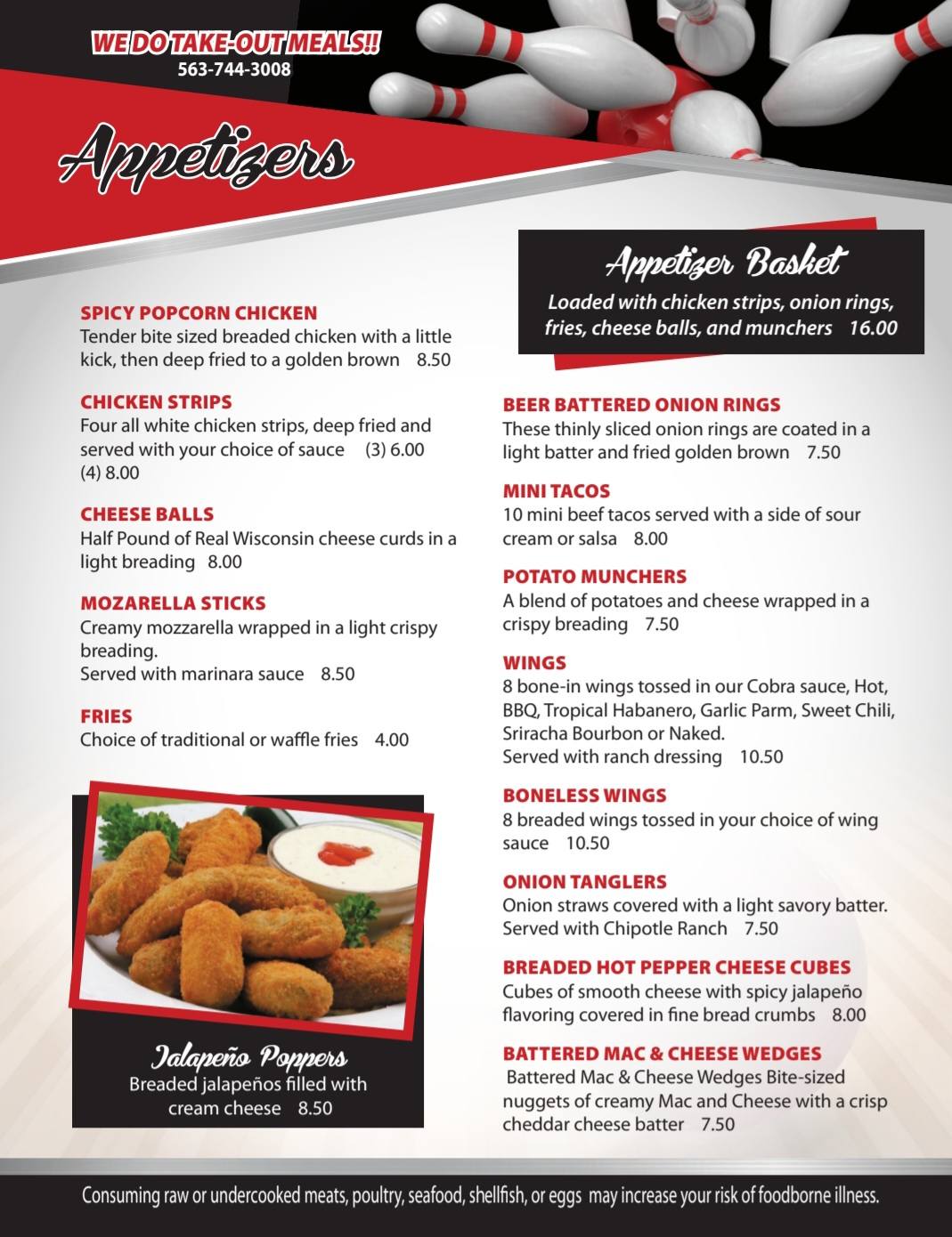 Cobra Lanes menu page 1