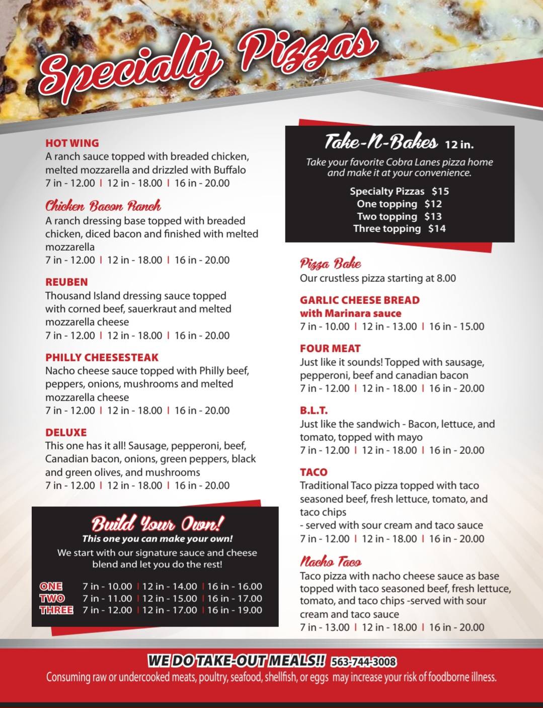 Cobra Lanes menu page 2